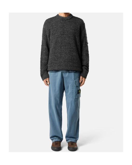 Stone Island Blue Loose-Fit Sweatpants With Drawstring Cuffs for men