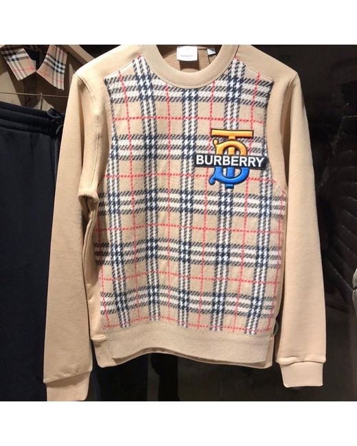 Burberry Multicolor Monogram-Motif Check-Panel Sweatshirt for men