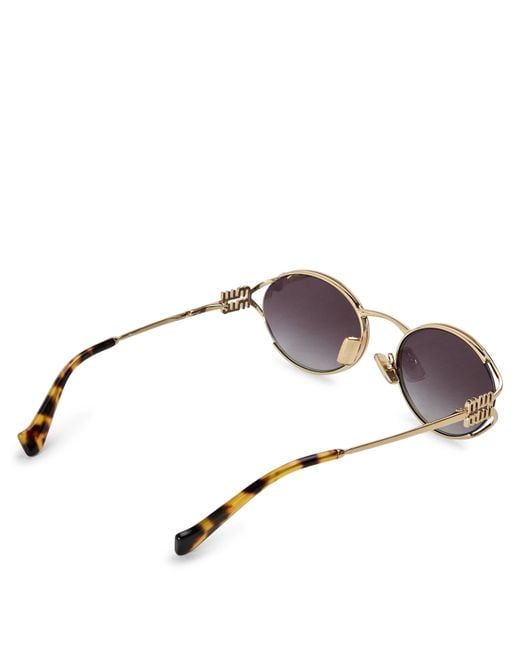 Miu Miu White Metal Oval Sunglasses