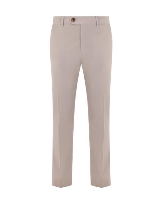 Brunello Cucinelli Gray Italian-Fit Gabardine Trousers for men