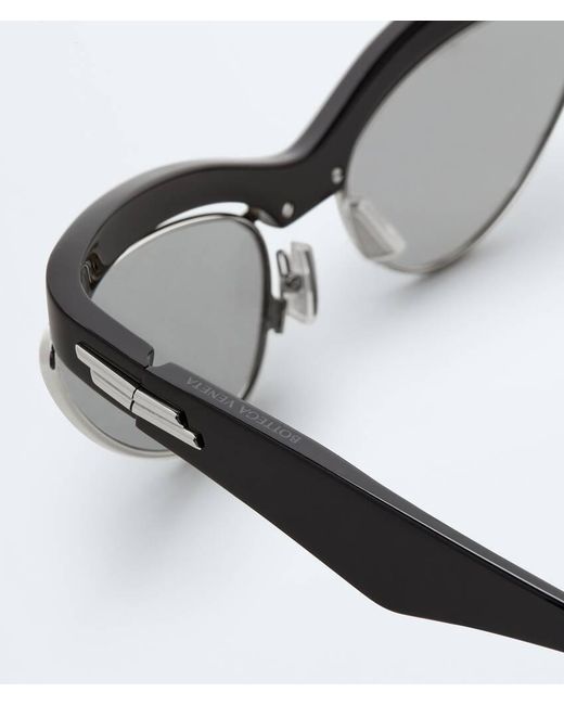 Bottega Veneta White Eyewear Duo Angle Cat Eye Sunglasses