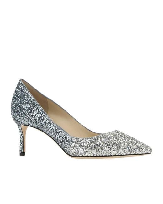 Jimmy Choo Gray Sequined High Heels