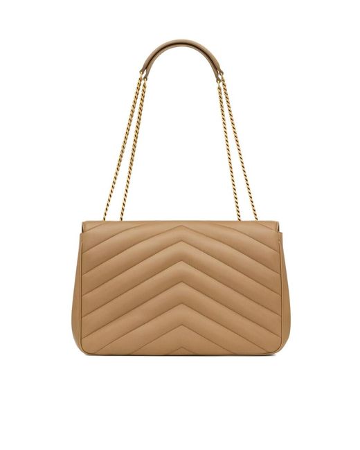 Saint Laurent White Loulou Foldover Top Large Shoulder Bag