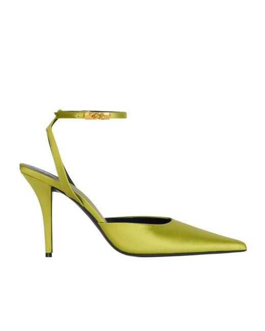 Balmain Yellow Satin Strappy Pumps