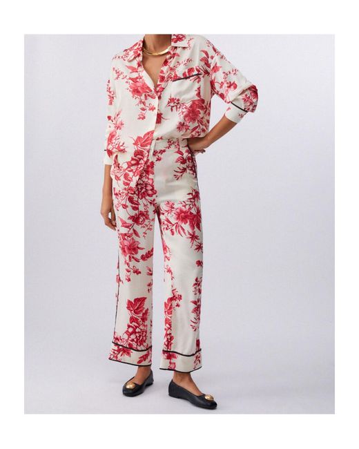Liu Jo Red Floral Wide-Leg Pants