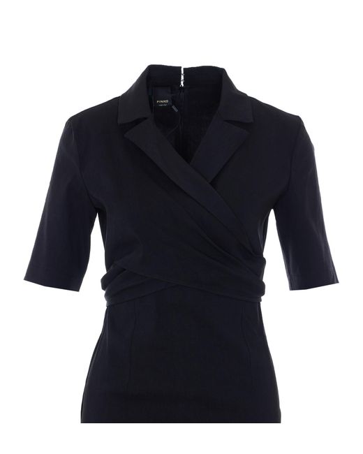 Pinko Blue Bow Detailed Slim-Fit Midi Dress