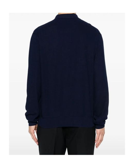 Tom Ford Blue Long-Sleeved Knitted Polo Shirt for men