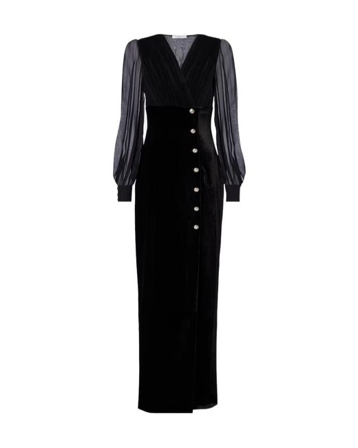 Alessandra Rich Black Velvet And Georgette Gown