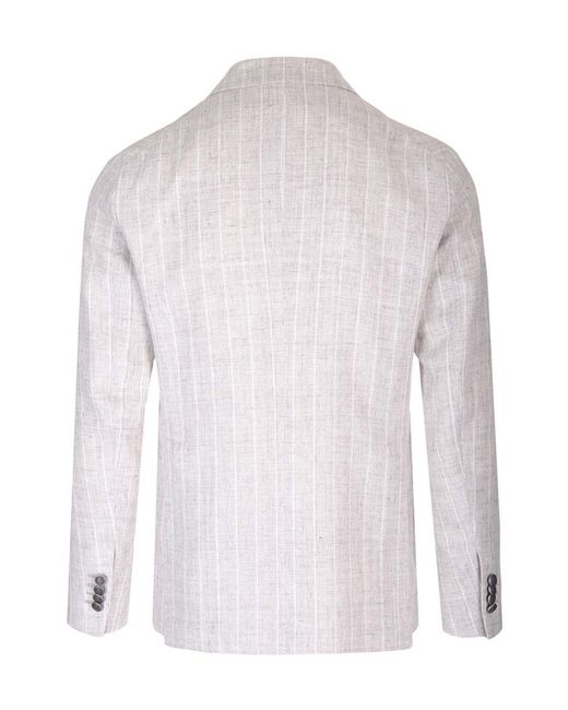 Tagliatore Gray Double-Breasted Striped Blazer for men