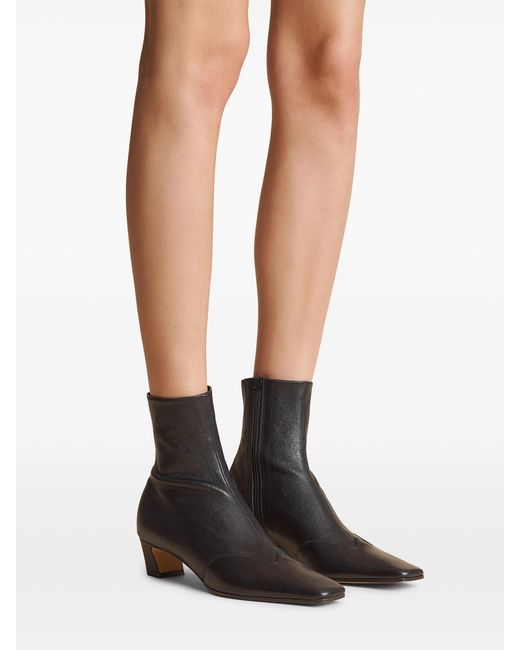 Khaite Black Square-Toe Ankle Boots