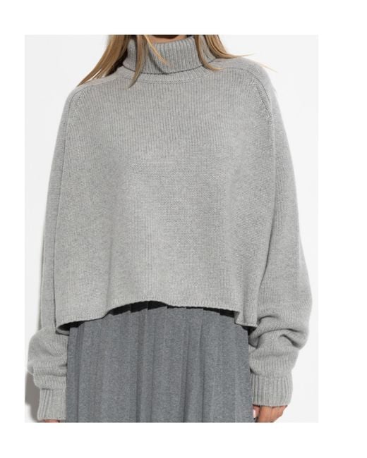Lisa Yang Gray Turtleneck Cashmere Sweater