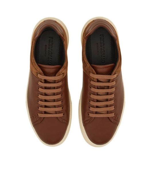 Ferragamo Brown Low Cut Sneaker for men