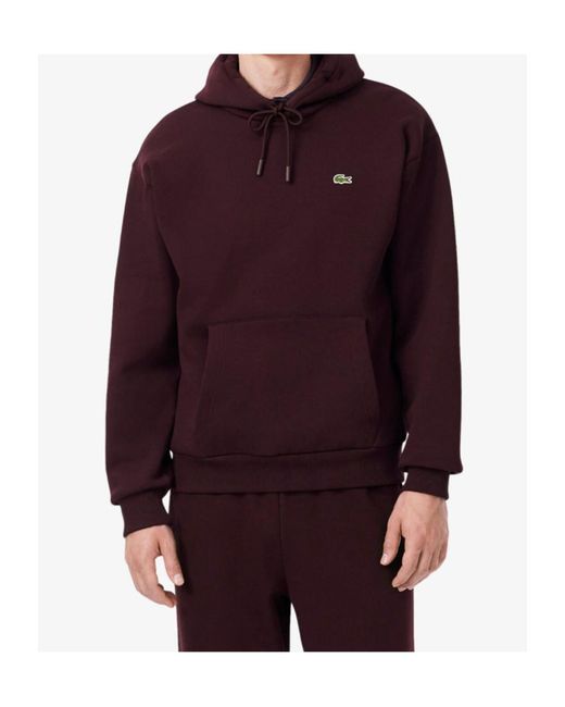 Lacoste Purple Logo-Patch Drawstring Hoodie for men