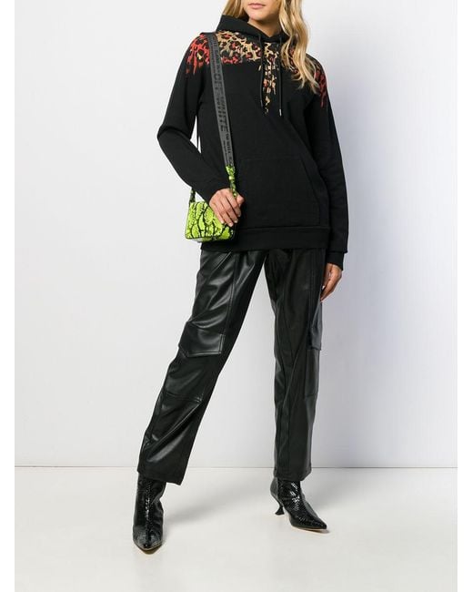 Marcelo Burlon Black Leopard Print Wing Hooded Sweater