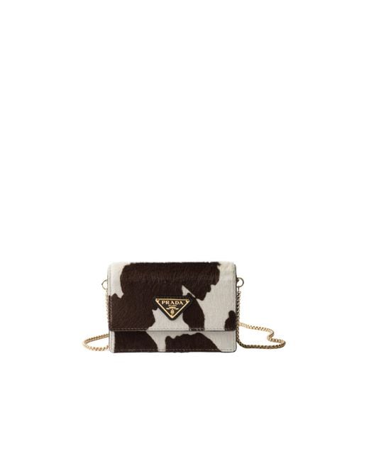 Prada White Triangle-Logo Chain-Linked Card Holder