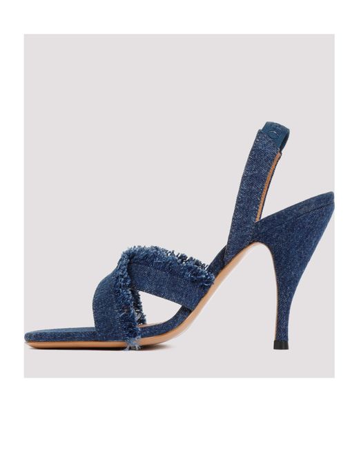 Off-White c/o Virgil Abloh Blue Off Curvy Heel Denim Sandal