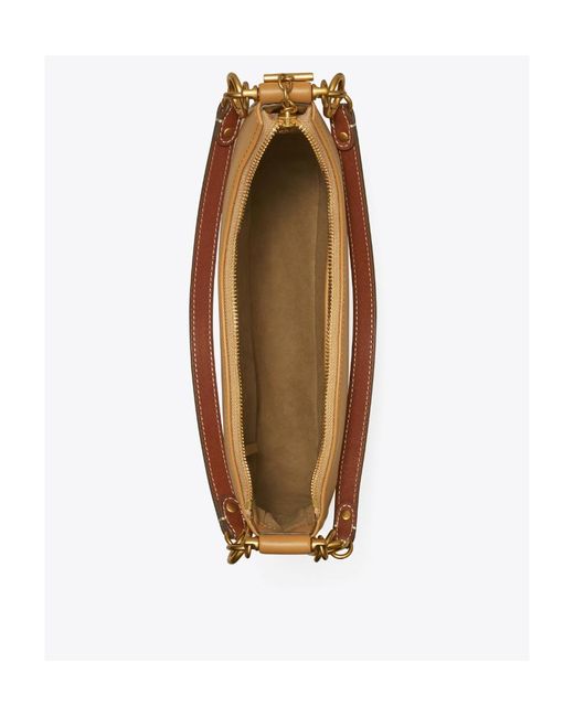 Tory Burch Brown Logo-Plaque Detail Shoulder Bag