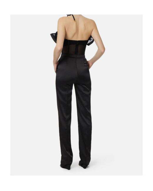 Elisabetta Franchi Black Ruffled Corset-Style Jumpsuit