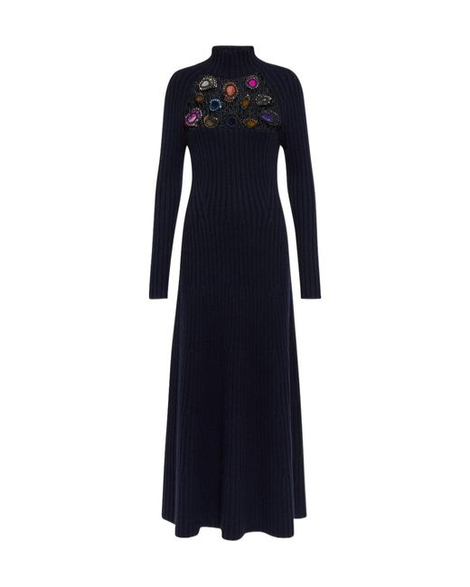 Gabriela Hearst Blue Embellished Cashmere Dress