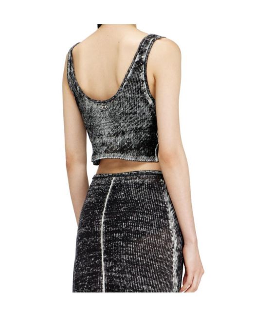 DIESEL Black M-Lilas Knotted Cropped Tank Top
