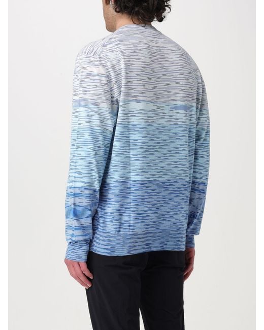 Missoni Blue Slub Straight Hem Knitted Jumper for men