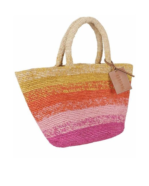 Manebí Pink Manebí Panier Striped Shoulder Bag
