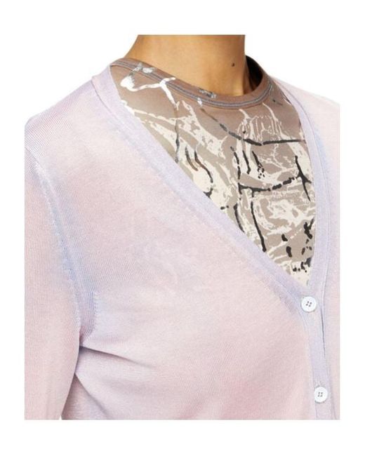 DIESEL Pink V-Neck Button-Up Cardigan