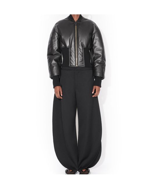 Alaïa Black Leather Bomber Jacket