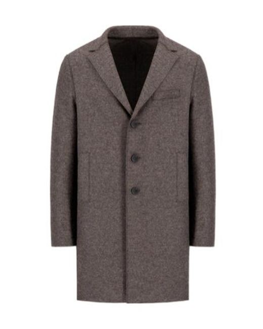 Harris Wharf London Gray Boxy Coat Pressed Wool for men