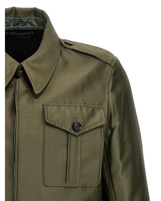 Tom Ford Green Belted-Waist Military Jacket for men
