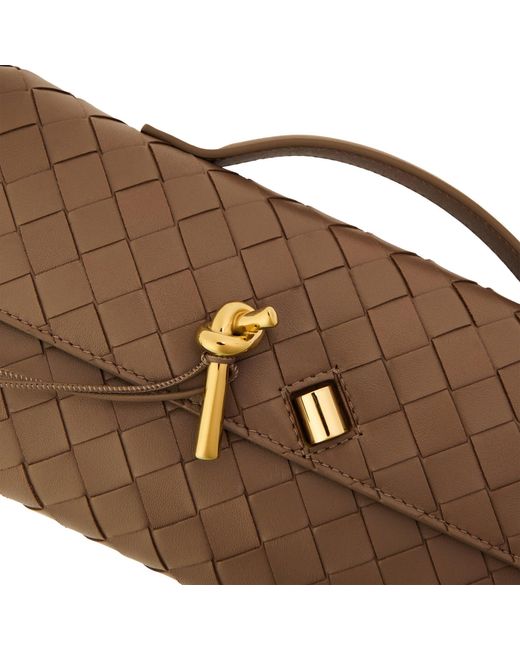 Bottega Veneta Brown Woven Sheepskin Clutch