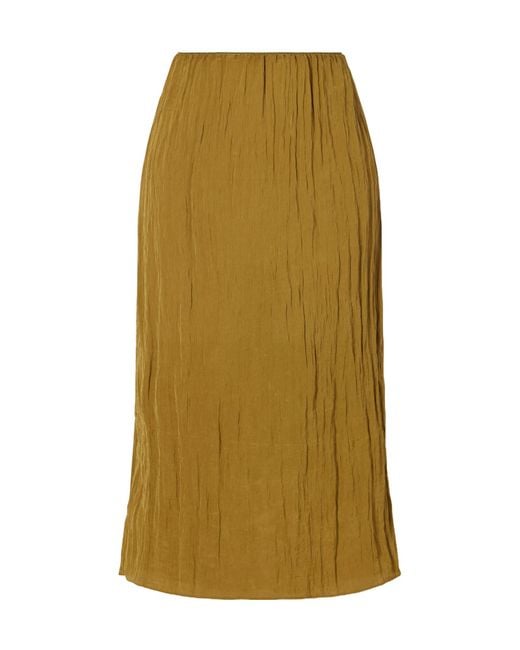 Tibi Green Crinkle Charmeuse Midi Skirt