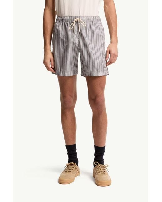 Moncler Gray Drawstring Striped Swim Shorts for men