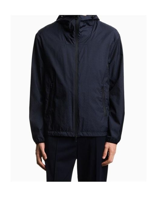 Emporio Armani Blue Zip-Up Hooded Jacket for men