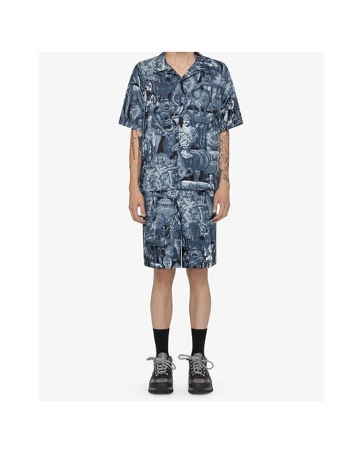 Givenchy Blue Hubert Objects Print Short-Sleeve Shirt for men