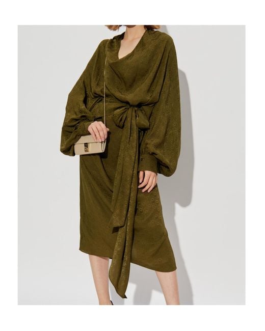 Ferragamo Green Long-Sleeved Dress