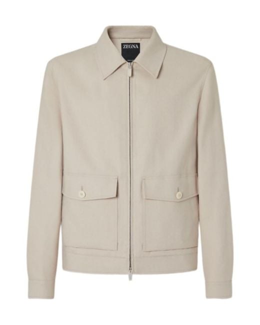 Zegna Natural Oasi Linen Zip Jacket for men