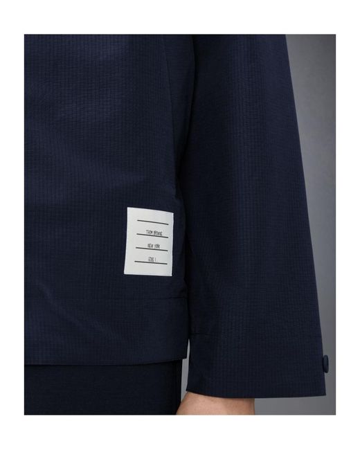 Thom Browne Blue Drawstring Hooded Jacket for men