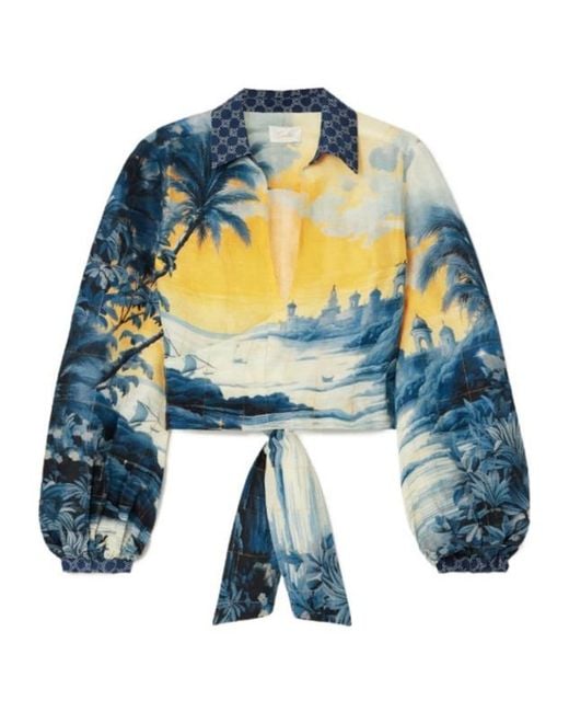 Camilla Blue Tailored Decorative Printed Shirt