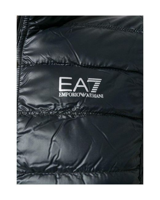 EA7 Black Logo Print Puffer Jacket