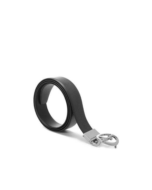 Giorgio Armani White Pebbled-Effect Buckled Belt for men