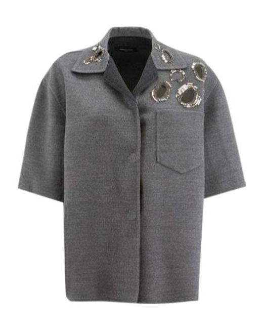 Fabiana Filippi Gray Double Layer Shirt Jacket