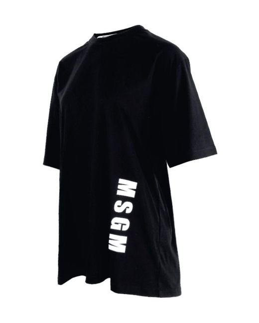 MSGM Black Logo-Print T-Shirt
