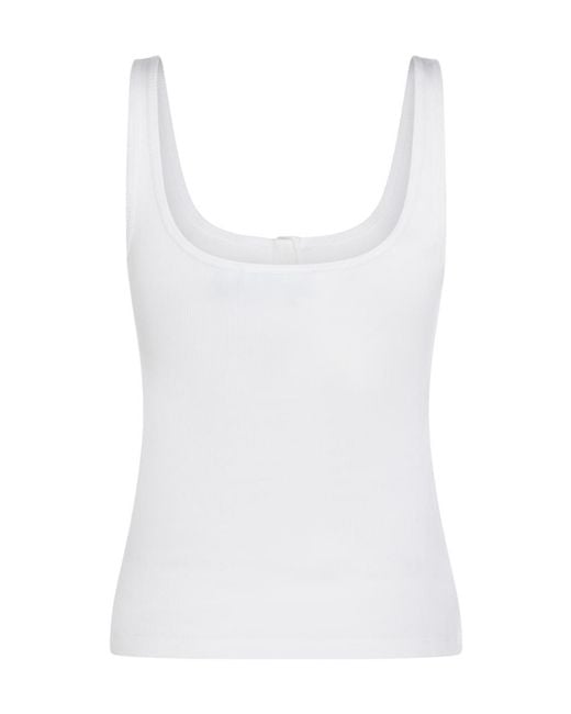 Blumarine White Logo-Embellished Sleeveless Top