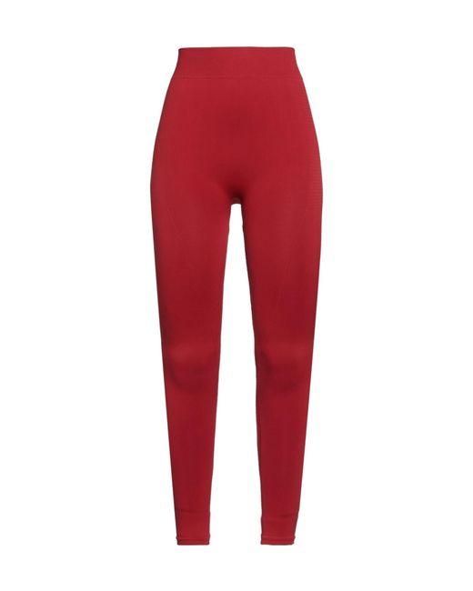 Rick Owens Red Plain Colour Leggings