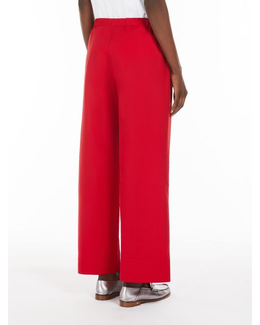 Max Mara Red Poplin Drawstring Trousers