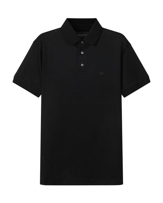 Emporio Armani Black Logo Printed Short-Sleeved Polo Shirt for men