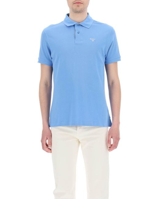 Barbour Blue Logo Embroidered Short Sleeved Polo Shirt for men