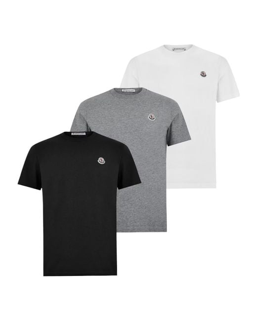 Moncler Gray Logo T-Shirt Three-Pack for men