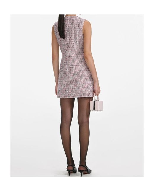 Self-Portrait Pink Boucle Sleeveless Mini Dress